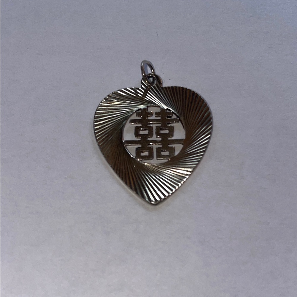 Elegant Sterling Silver Double Happiness Heart Pendant